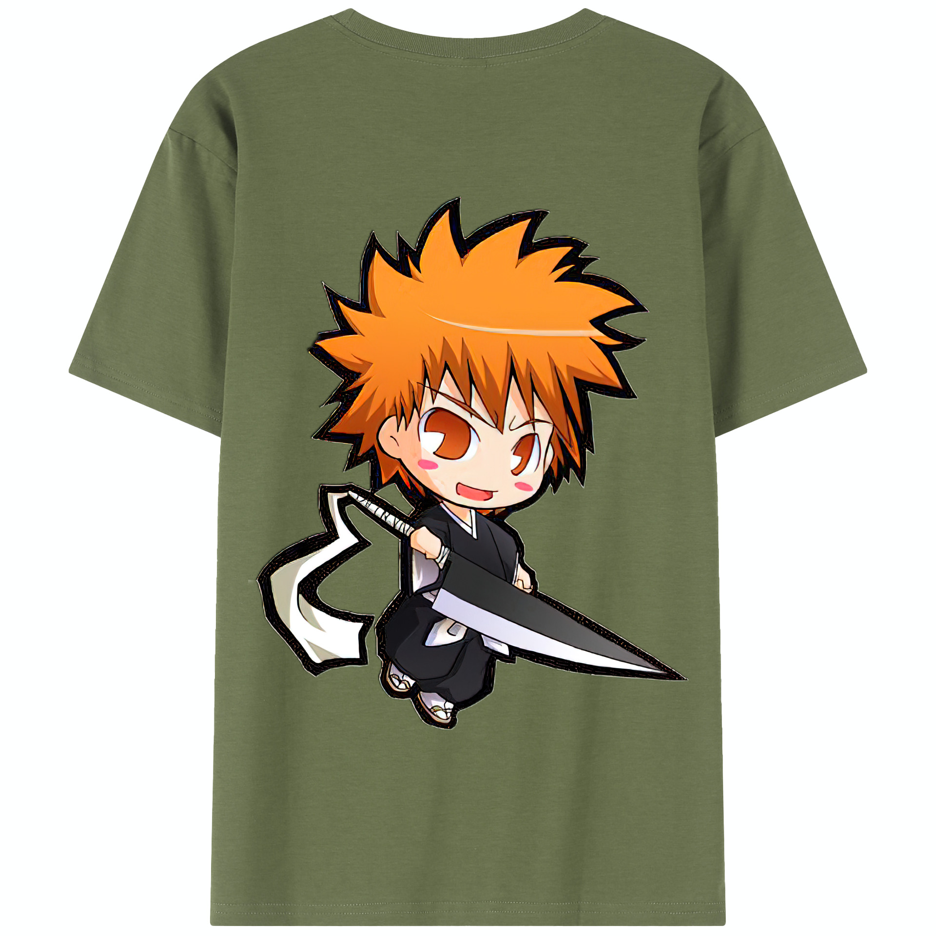（画像用） ブリーチ 黒崎一護（くろさき いちご）BLEACH Kurosaki Ichigo 綿100％半袖Tシャツ（背面プリント）